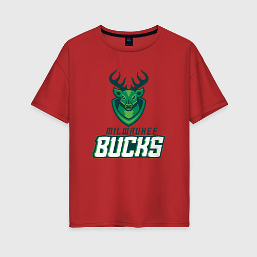 Женская футболка оверсайз Milwaukee Bucks NBA / Красный – фото 1