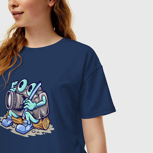 Женская футболка оверсайз Я фотограф / Тёмно-синий – фото 3