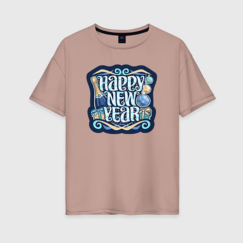 Женская футболка оверсайз Счастья в новом году / Пыльно-розовый – фото 1