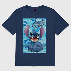 Футболка оверсайз женская Инопланетянин Стич, цвет: тёмно-синий