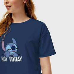 Футболка оверсайз женская Not today Stitch, цвет: тёмно-синий — фото 2