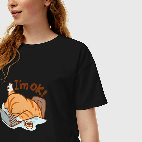 Женская футболка оверсайз Im ok / Черный – фото 3