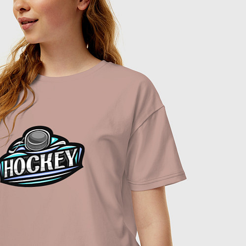 Женская футболка оверсайз Hockey sport / Пыльно-розовый – фото 3