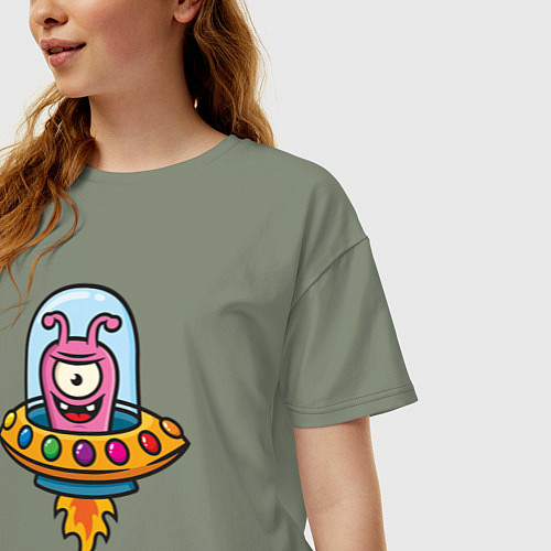 Женская футболка оверсайз Забавный инопланетянин / Авокадо – фото 3