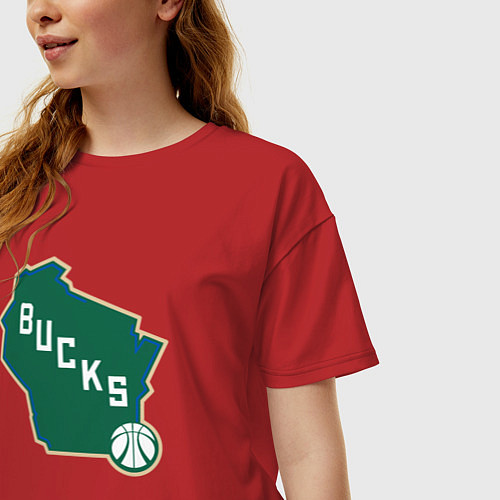 Женская футболка оверсайз Bucks team / Красный – фото 3