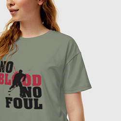 Футболка оверсайз женская Хоккей - нет крови нет фола, цвет: авокадо — фото 2