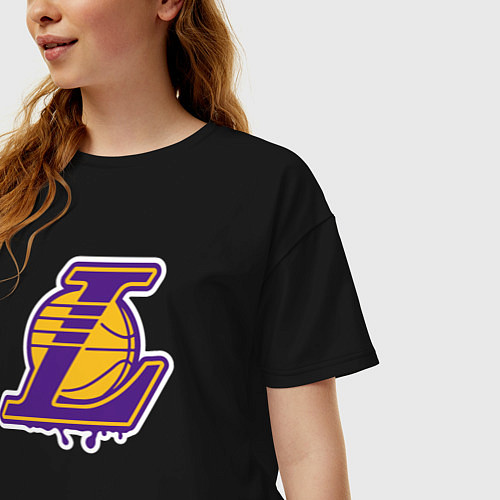 Женская футболка оверсайз Lakers team / Черный – фото 3