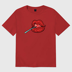 Футболка оверсайз женская Candy lips, цвет: красный