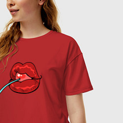 Футболка оверсайз женская Candy lips, цвет: красный — фото 2