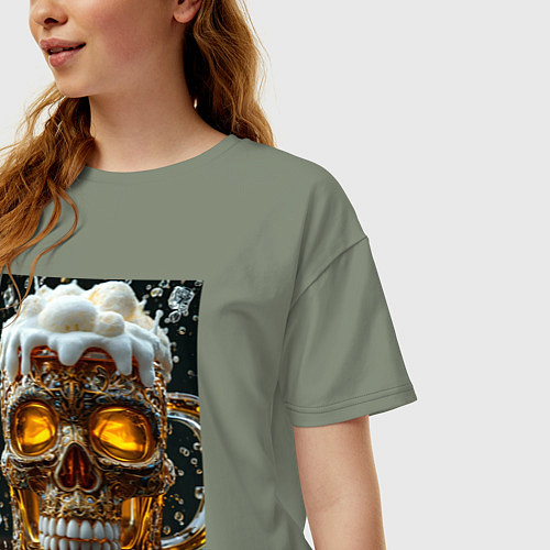 Женская футболка оверсайз Пенная кружка пива / Авокадо – фото 3