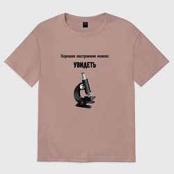 Футболка оверсайз женская Увидеть настроение можно, цвет: пыльно-розовый