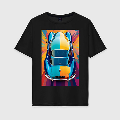 Женская футболка оверсайз Яркий ретро автомобиль / Черный – фото 1