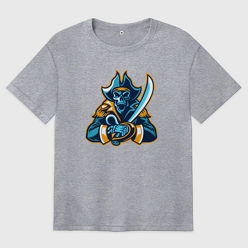 Женская футболка оверсайз Пират с саблей / Меланж – фото 1