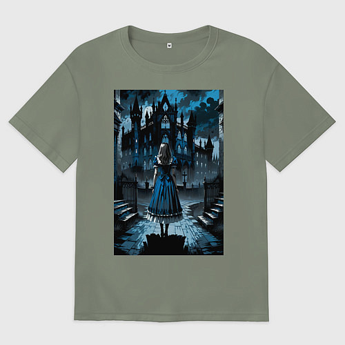 Женская футболка оверсайз Готичная Алиса в стране чудес / Авокадо – фото 1