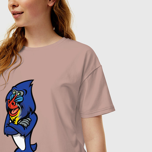 Женская футболка оверсайз Мандрил / Пыльно-розовый – фото 3