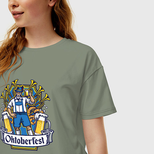 Женская футболка оверсайз Oktoberfest man / Авокадо – фото 3