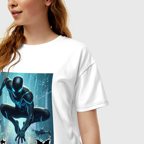 Женская футболка оверсайз Spider-man neon glow / Белый – фото 3