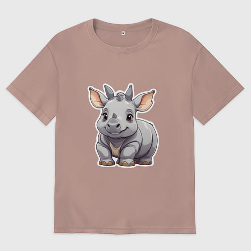 Женская футболка оверсайз Серый носорог / Пыльно-розовый – фото 1