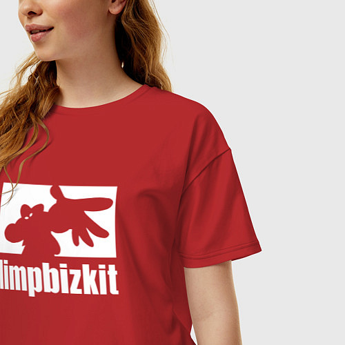Женская футболка оверсайз Limp Bizkit - logo / Красный – фото 3