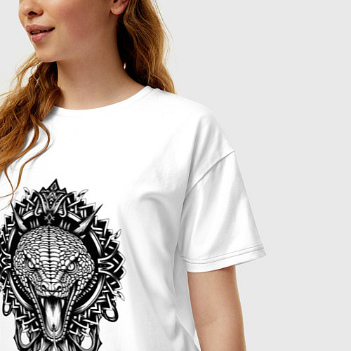 Женская футболка оверсайз Графичная змея / Белый – фото 3