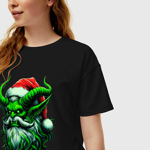 Женская футболка оверсайз Крампус / Черный – фото 3