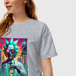 Футболка оверсайз женская Рик подарил Морти автомобиль - нейроарт, цвет: меланж — фото 2
