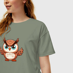 Футболка оверсайз женская Коричневая сова, цвет: авокадо — фото 2