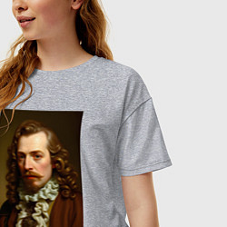 Футболка оверсайз женская Старинный портрет, цвет: меланж — фото 2