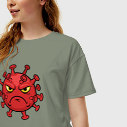 Футболка оверсайз женская Хмурый вирус, цвет: авокадо — фото 2