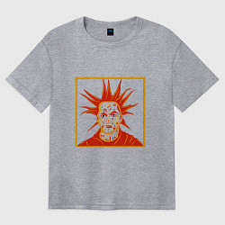 Футболка оверсайз женская Горшок хохлома, цвет: меланж