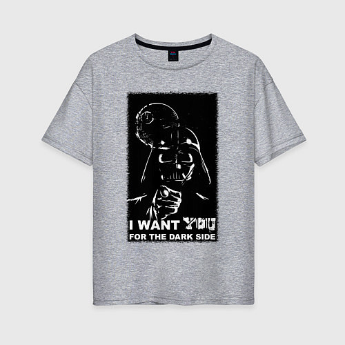 Женская футболка оверсайз Звёздные войны Дарт вейдер / Меланж – фото 1