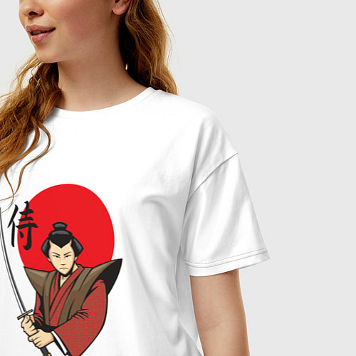 Женская футболка оверсайз Гордый самурай / Белый – фото 3