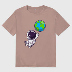 Футболка оверсайз женская Прикосновение планеты, цвет: пыльно-розовый