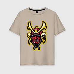 Футболка оверсайз женская Samurai face, цвет: миндальный