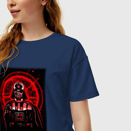 Женская футболка оверсайз Звезда смерти Дарт Вейдер / Тёмно-синий – фото 3