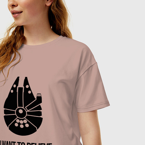 Женская футболка оверсайз Звёздные войны i want to believe / Пыльно-розовый – фото 3