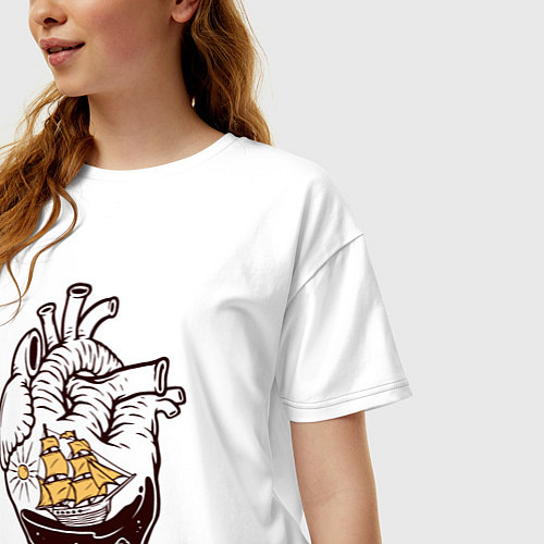 Женская футболка оверсайз Сердце корабля / Белый – фото 3