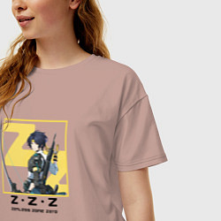 Футболка оверсайз женская Асаба Харумаса - Zenless Zone Zero, цвет: пыльно-розовый — фото 2