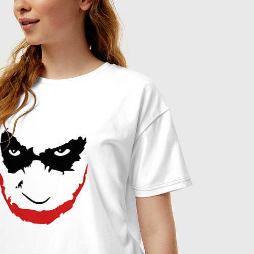 Женская футболка оверсайз Хит Леджер лицо джокера / Белый – фото 3