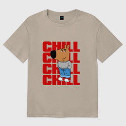 Футболка оверсайз женская Чиловый парень - надпись, цвет: миндальный