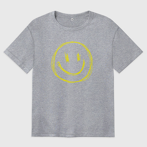 Женская футболка оверсайз Смайлик желтый / Меланж – фото 1