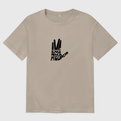 Женская футболка оверсайз Живи долго и процветай / Миндальный – фото 1