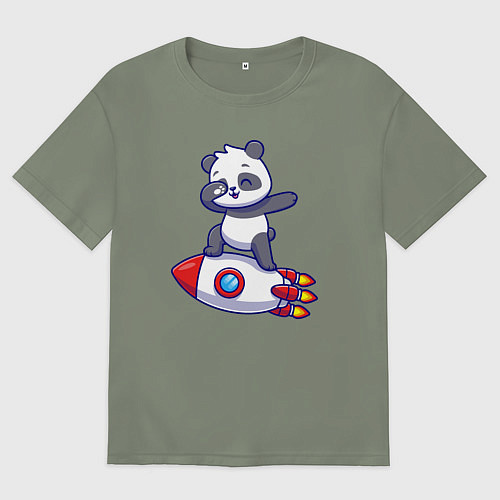 Женская футболка оверсайз Rocket panda / Авокадо – фото 1