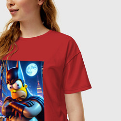 Футболка оверсайз женская Batsimpson - ai art collaboration, цвет: красный — фото 2