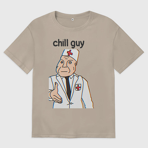 Женская футболка оверсайз Чиловый парень дурка / Миндальный – фото 1