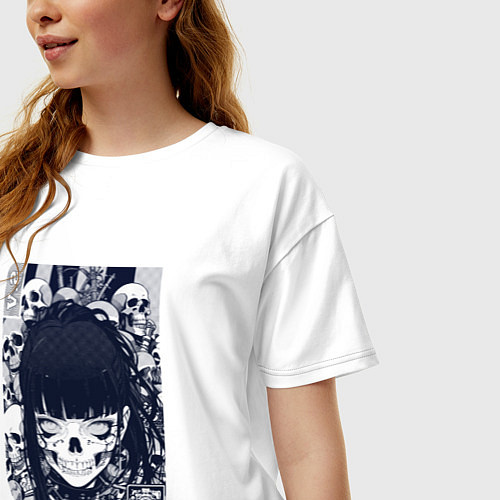Женская футболка оверсайз Кибернетическая девушка-скелет / Белый – фото 3