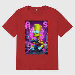 Футболка оверсайз женская Bart Simpson - cool gamer, цвет: красный