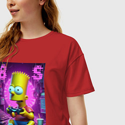 Футболка оверсайз женская Bart Simpson - cool gamer, цвет: красный — фото 2