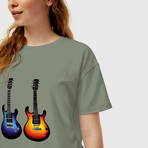 Женская футболка оверсайз Яркие гитары / Авокадо – фото 3