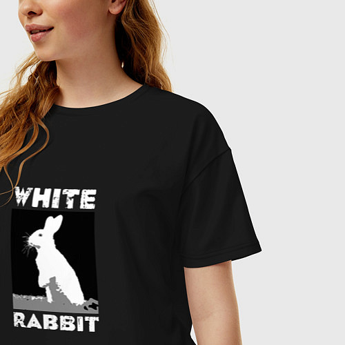 Женская футболка оверсайз White rabbit / Черный – фото 3